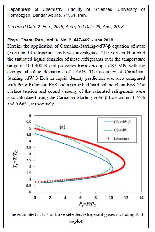 Application of Carnahan-Starling-vdW-β Equation of State for Refrigerant Fluids 