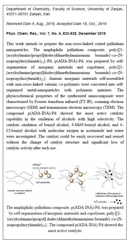 Non-cross-linked Amphiphilic Copolymer Coated Palladium Nanoparticles: A Highly Efficient and Reusable Catalyst for Aerobic Oxidation of Alcohols 