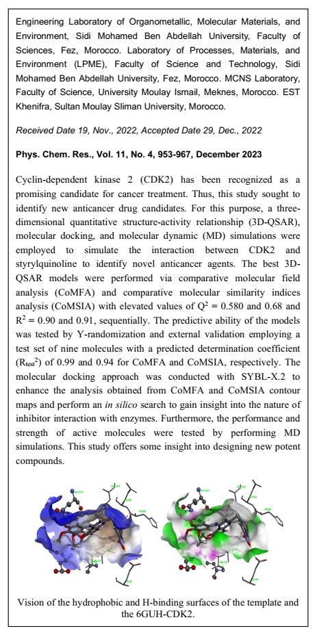 Novel Styrylquinoline Derivatives as Potential Anticancer Agents, In-Silico studies by 3D-QSAR, Molecular Docking, and Molecular Dynamics Simulations 