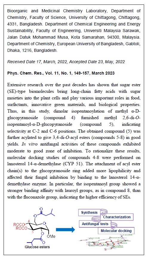 Synthesis, Antifungal Activity, and Molecular Docking Studies of Some New Di-O-Isopentanoyl Glucopyranosides 