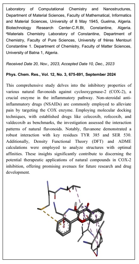 Exploring the Interactions of Natural Flavonoids with COX-2: Insights from Molecular Docking, DFT Analysis, and ADME Calculations